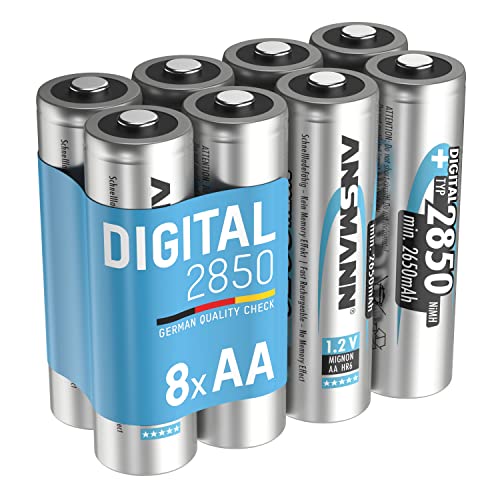 ANSMANN 8X NiMH Akkus AA Mignon 2850 mAh Digital im 8er Spar-Bundle/Schnellladefähige, wiederaufladbare Batterien Zellen für Langen, zuverlässigen Einsatz in Taschenlampe, Fernbedienung, Kamera