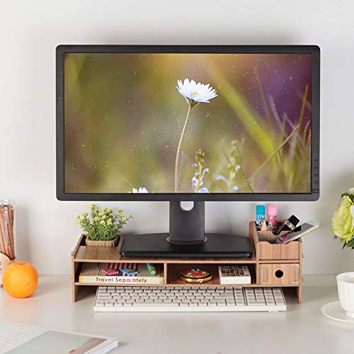Socobeta Schreibtischaufbewahrung, Monitorständer Laptopständer aus Holz für Schreibtisch Laptopständer aus Holz Fernsehschrank aus Holz für Laptopständer TV/PC