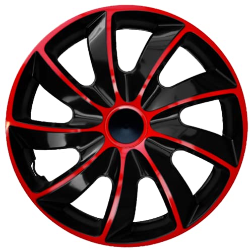 Ohmtronixx Quad Radkappen 13 Zoll 4er Set, rot-schwarz, Radzierblenden aus ABS Kunststoff
