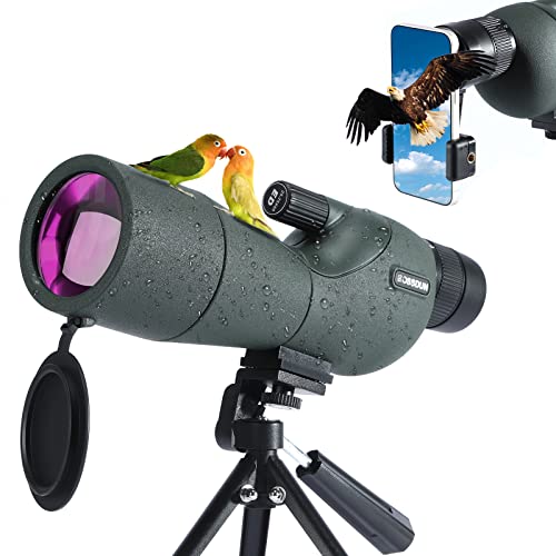 25-75X Spektiv, Jagd Spektiv für das Schießen Ziele, Teleskope-Wasserdichtes Zielfernrohr mit BAK4 Prisma Stativ Telefon Adapter Tragetasche, für Zielschießen Vogelbeobachtung Jagd Wildtiere (60G)