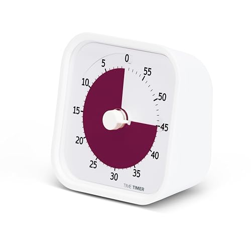 Time Timer Home MOD - 60 Minuten Visueller Timer Home Edition – Homeschooling, Timer für Schultisch, Bürotisch und Meetings mit lautlosem Betrieb (Lakenweiss)