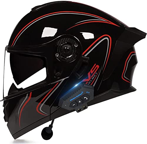 Klapphelm Bluetooth Motorradhelm,Integralhelm Motorradhelm Erwachsene Mit Doppelter Sonnenschutzlinse,ECE-Zertifiziert Motorradhelm Mit Automatischer Antwortfunktion (Color : I, Size : M=57-58cm)