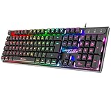 SPIRIT OF GAMER x PRO K1 | Kabelgebundene Semi Mechanische Gaming Tastatur PC | Layout QWERTZ Deutsch | 26 Anti-Ghosting Tasten | 3 RGB Hintergrundbeleuchtungsmodi | Slim USB Gaming Keyboard