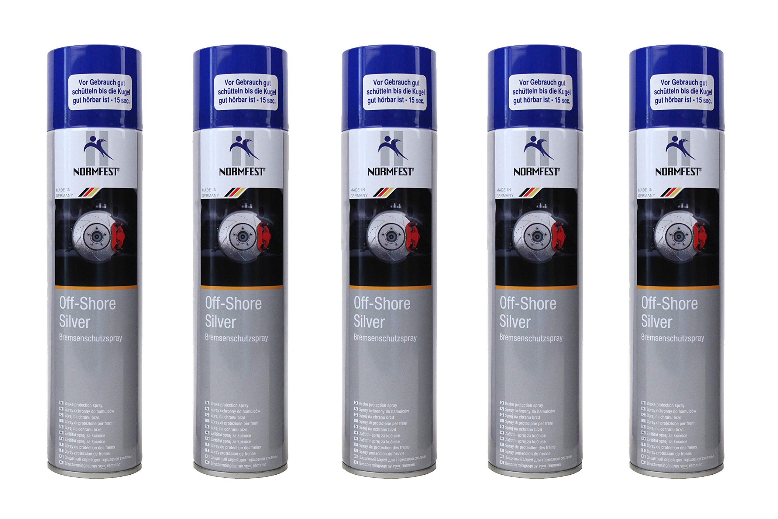 5x Normfest Bremsenschutz Spray 'Off-Shore Silver' auf Keramikbasis (Inhalt je 400 ml, insgesamt 2000 ml)