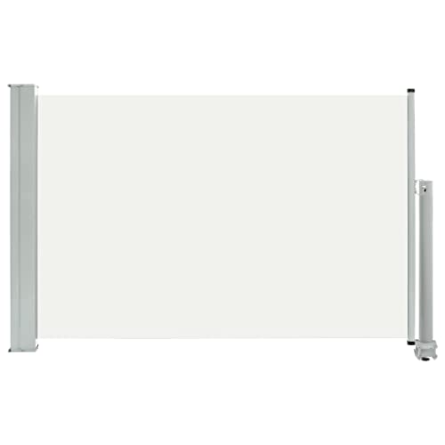 vidaXL Seitenmarkise Ausziehbar UV- und Wasserbeständig Sonnenschutz Sichtschutz Windschutz Seitenrollo Markise Balkon Garten Terrasse 60x300cm Creme