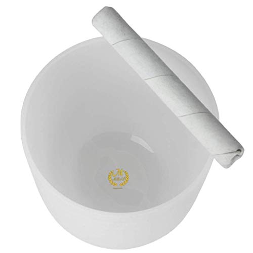 Tubayia 8 '' B Ton Quarz Crystal Klangschale Singing Bowl mit Mallet für Yoga Meditation (Weiß)