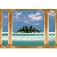 papermoon Vlies- Fototapete Digitaldruck 350 x 260 cm, Palmeninsel Malediven