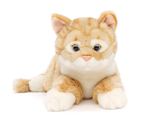 Uni-Toys - Katze mit getigertem Fell (rot-braun), liegend - 38 cm (Länge) - Plüsch-Kätzchen - Plüschtier, Kuscheltier