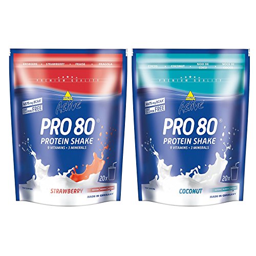 Inkospor Active Proteinshake Pro 80 Beutel 2er Mix Pack (2 x 500 g) Erdbeere/Cocos, 1er Pack (1 x 1 kg)