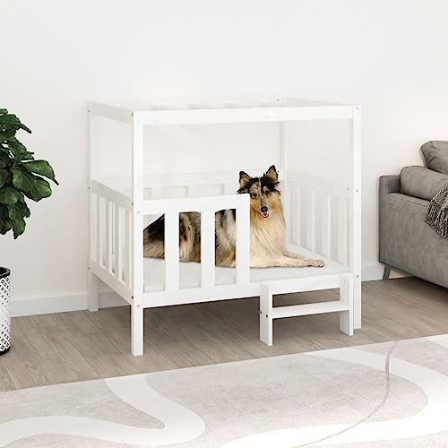 TALCUS Möbelset Hundebett weiß 105,5x83,5x100cm Massivholz Kiefer