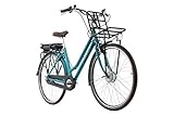 Adore Alu E-City-Bike Damen 28'' Cantaloupe blau Frontmotor 36 V/10,4 Ah 3 Gänge Designed by