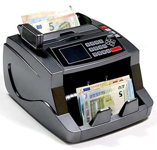 Geldzählmaschine BisBro Technology VC-2200 | Wertzähler für gemischte Banknoten | Sicher | Exakt | Blitzschnell | Erkennt Falschgeld | 1000 Banknoten pro Minute