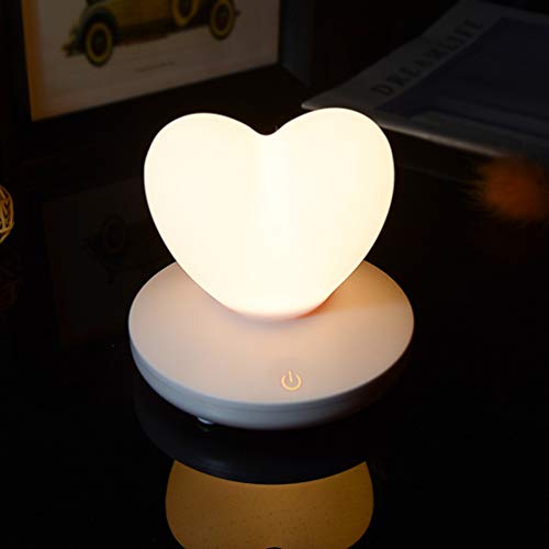 Uonlytech 1 Stück Nachtlicht in Herzform Licht Pat in Herzform aus Silikon LED-Lampe in Herzform für Zuhause Weiß