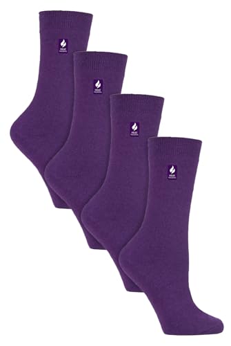 HEAT HOLDERS Ultra Lite - Damen 4er Pack Thermosocken für Winter | Socken mit Innenfleece (37-42, Violett)