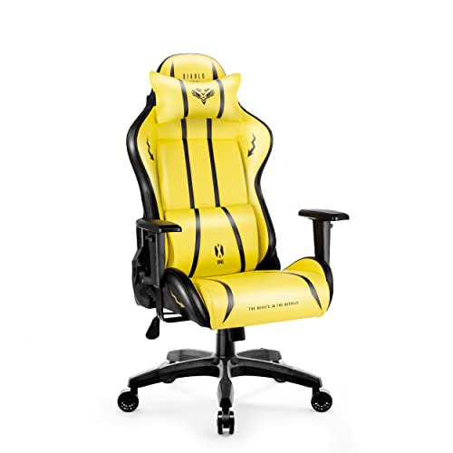 Diablo X-One 2.0 Gaming Stuhl Bürostuhl Schreibtischstuhl Verstellbare Armlehnen Ergonomisches Design Nacken/-Lendenkissen Electric Yellow Normal (L)
