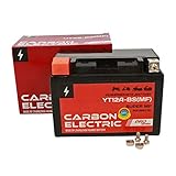 Carbon Electric YT12A-BS MF Gel Batterie 12 V 9.5 Ah Wartungsfrei Versiegelt Motorrad Roller Motorradbatterie Rollerbatterie