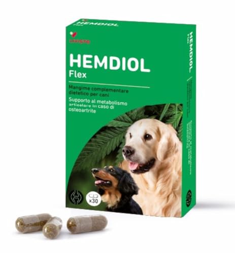 Vitaminergänzungsmittel für Hunde – natürliches entzündungshemmendes Mittel mit Omega3 – pflegt auch Gelenke und Knorpel – für ältere Hunde – mit Hanfmehl – 30 cpr