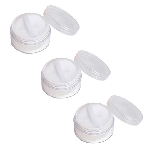 Lurrose 3 Stück Make-up Lose Puder Boxen Leer Puder Aufbewahrungsbox Kosmetik Puder Behälter mit Quaste für Reisen Zuhause, weiß (Weiß) - CRS9KA2318Q19LKZ6HQXF3