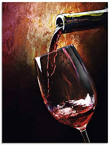 Artland Qualitätsbilder I Glasbilder Deko Glas Bilder 60 x 80 cm Ernährung Genuss Getränke Wein Malerei Bordeauxrot A6BH Wein - Rotwein