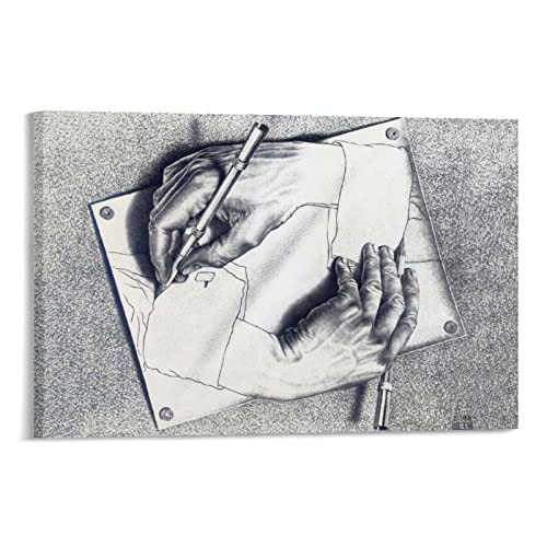 XINXUN Maurits Cornelis Escher abstraktes modernes Kunstwerk Poster Zeichnung Hände Leinwand Wandkunst Drucke Poster Geschenke Foto Bild Malerei Poster Raumdekoration Heimdekoration 30 x 45 cm