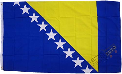 Top Qualität - Bosnien-Herzogowina Fahne, 250 x 150 cm, EXTREM REIßFEST, Keine BILLIG-CHINAWARE, Stoffgewicht ca. 100 g/m², sehr robust,