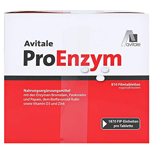 ProEnzym-Magensaftresistente Filmtabletten mit Bromelain, Pankreatin, Papain, dem Bioflavonoid Rutin sowie Vitamin D3 und Zink