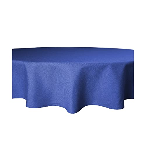 Tischdecke rund 220 cm Ø beschichtet Struktur Leinen-Optik Flecken und Wasser abweisend Lotuseffekt #1224 (blau)