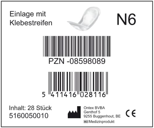 ID - N6 - Hygiene-Einlage mit Klebestreifen (40,5 x 15,5 cm) - Ontex Inkontinenzvorlagen - Harndrang