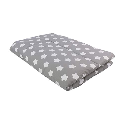 Puckdaddy Krabbeldecke Finja - 140x100 cm, Babydecke in Grau mit Weißen Sterne Muster aus Baumwolle, waschmaschinengeeignet