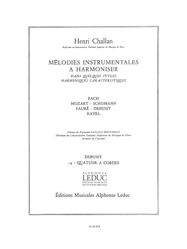 Challan Melodies Instrumentales A Harmoniser 14 Debussy Str 4tet Book. Für Streichensemble
