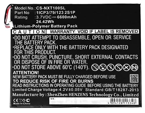 CoreParts Ersatzteil Battery for Nextbook Tablet 24.42Wh Li-Pol 3.7V 6600mAh, W125994161 (24.42Wh Li-Pol 3.7V 6600mAh Black for Nextbook Tablet Nextbook 10, NXW10QC32G)