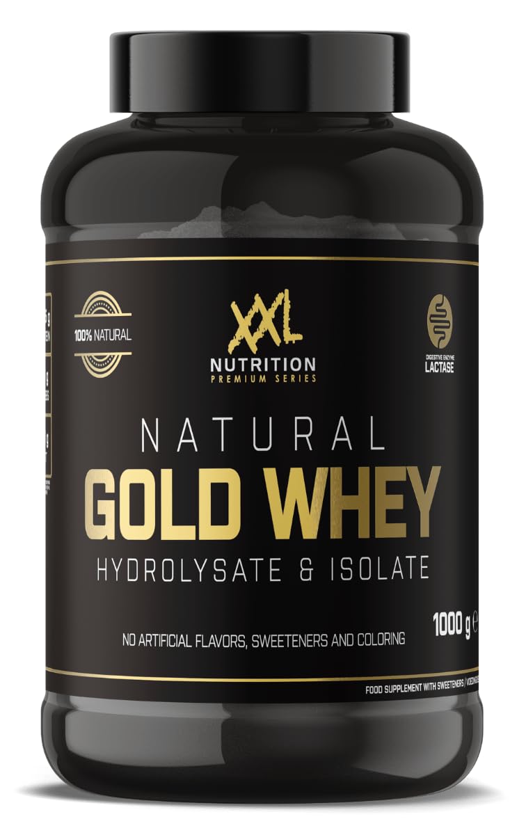 XXL Nutrition - Natural Gold Whey - Der Goldstandard Protein Pulver, Nur Hydrolysat & Molkenisolat von Höchster Qualität, 100% Natürlich - 1000 Gramm - Banane
