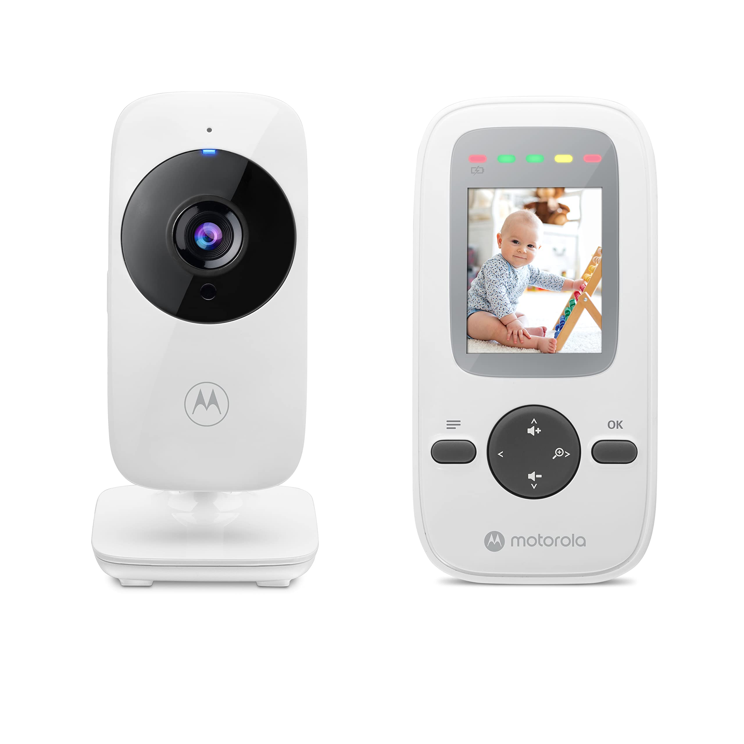 Motorola Nursery VM481 - Video Babyphone mit tragbarer Elterneinheit, hochempfindlichem Mikrofon, Infrarot-Nachtsicht, Digitalem Zoom, Silber