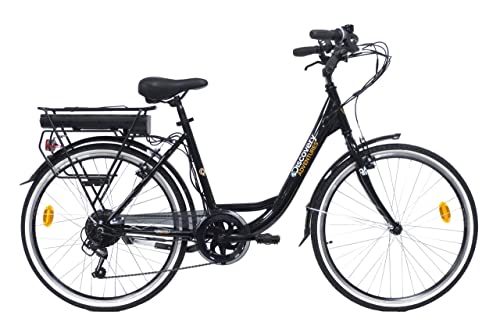 DENVER E4000 Assisita City Bike mit 26 Zoll Rädern, Shimano 6-Gang-Schaltung für Damen, Schwarz
