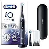Oral-B iO Series 8 Elektrische Zahnbürste/Electric Toothbrush, 2 Aufsteckbürsten, 6 Putzmodi für Zahnpflege, Farbdisplay & Reiseetui, Designed by Braun, black onyx