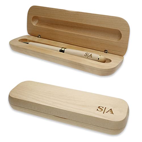 Holz Kugelschreiber mit Gravur Initialien personalisiert in Geschenk-Schachtel aus Holz die Geschenkidee Stift gravur