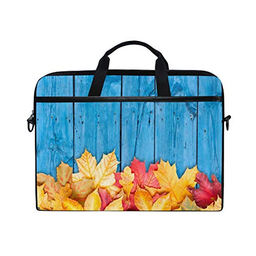 LUNLUMO Autumn Leaves Over Wooden 15 Inch Laptop and Tablet Bag Durable Tablet Sleeve for Business/College/Women/Men