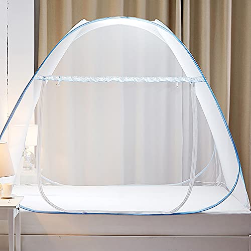 Hengqiyuan Faltbares Moskitonetz Bett, Reise-tragbares Moskitonetz, Eintüriger Camping-Moskitovorhang, Einfach zu installierende Kuppel,Light Blue,100×200×100cm