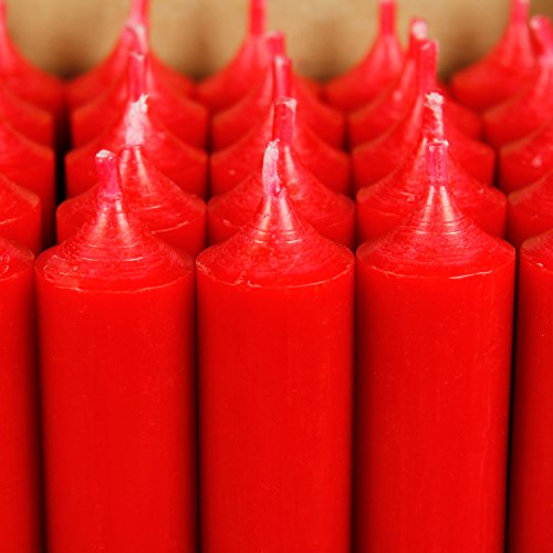 Bütic GmbH durchgefärbte Stabkerzen 180mm x Ø 22mm - Kerzen mit rückstandsfreiem Abbrand, Farbe:Weihnachtsrot, Set mit:25 Stück
