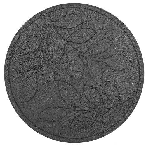 Nicoman Leaf Trittstein für den Garten, recyceltes Gummi, strapazierfähig, für den Außenbereich, Pfadfliesen – (grau, Durchmesser 46 cm, 2 Stück)