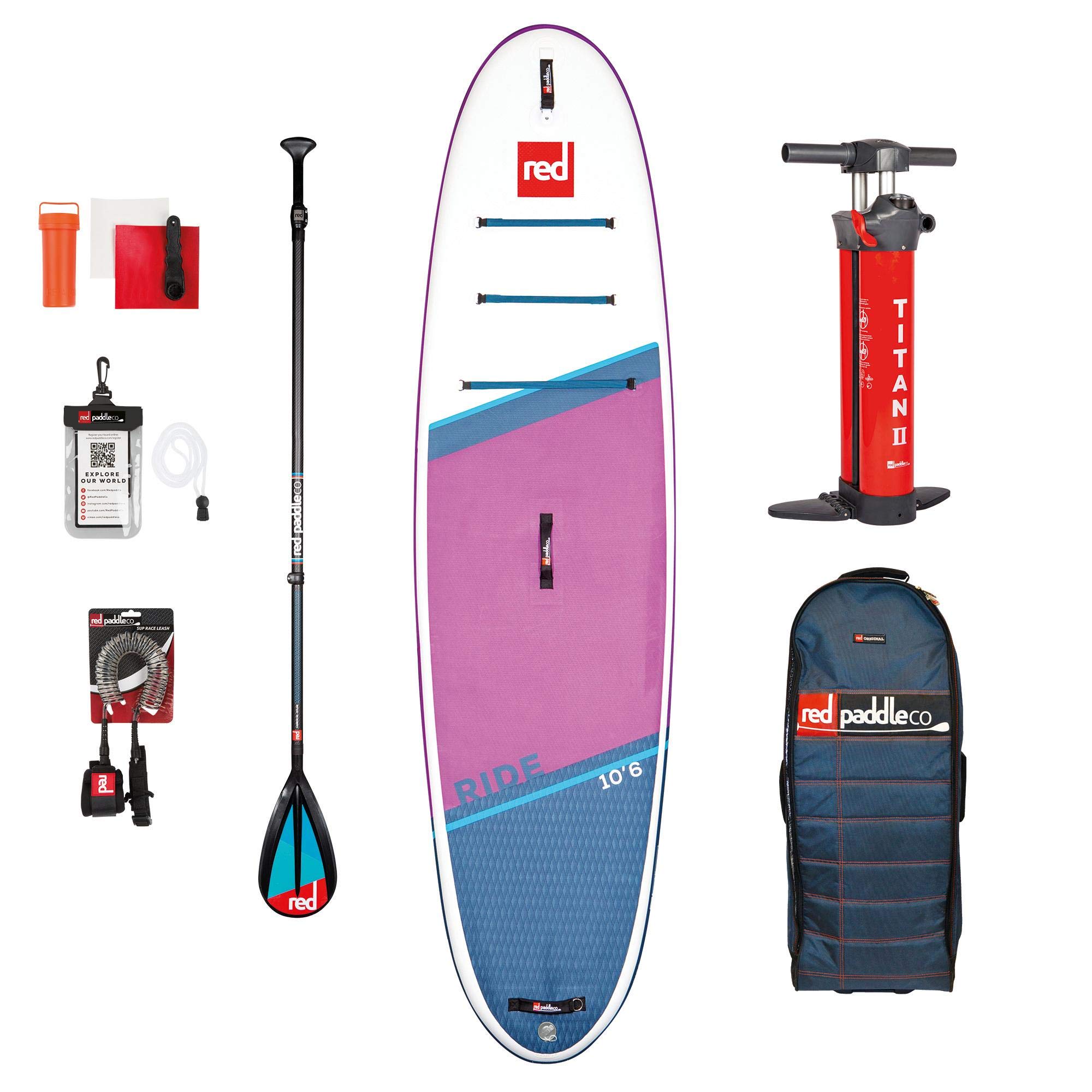 Red Paddle Unisex – Erwachsene 10’6″ Ride SE MSL + Carbon 50 Nylon Tabelle Sup Und Paddle, Mehrfarbig, Uni