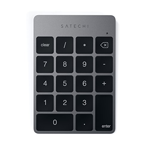Satechi Slim Tragbares Aluminium Bluetooth Wireless 18 - Tasten Keypad/Tastatur/Nummernblock für Dateneingabe in Excel und Zahlen für iMac, Macbook, Macbook Pro, Laptops, Arbeitsstationen (Space Grau)
