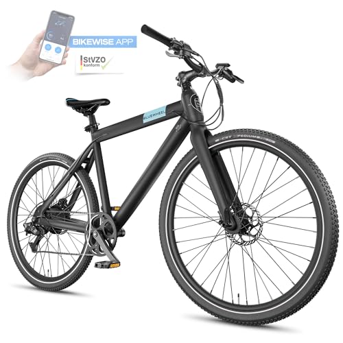 BLUEWHEEL City E Bike 28" Deutsche Qualitätsmarke | EU-konform E-Fahrrad | Shimano 7 Gänge & 250 W Hinterradmotor für 25 km/h bis zu 60 km Reichweite| Elektrofahrrad mit App, Handyhalterung I BUTEO