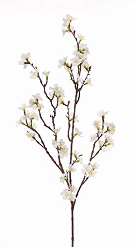 artplants.de Künstlicher Kirschblütenzweig Arielle mit Blüten, weiß, 95cm - Deko Blumen/Textilblumen