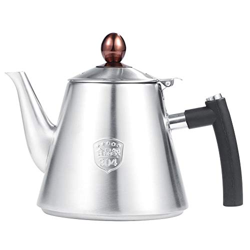 Herd Teekanne, Samfox 1.2L Kapazität Edelstahl Herd Teekanne Tee Kaffeekanne Wasserkocher Hitzebeständiger Silikongriff(Matte)