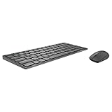 Rapoo 9600M kabelloses Tastatur-Maus Set Wireless Deskset 1300 DPI Sensor wiederaufladbarer Akku flaches Aluminium Design DE-Layout QWERTZ PC & Mac - dark grey