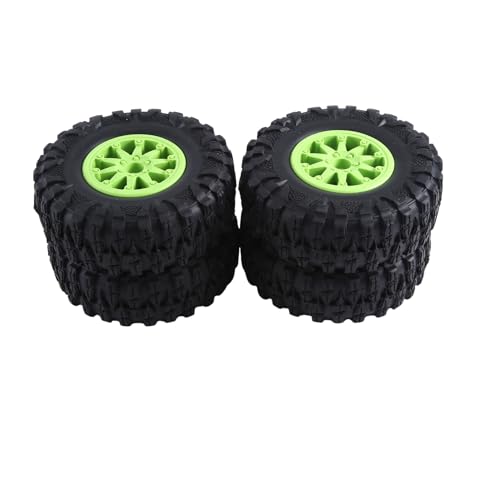 Loufy Beadlock-Rad aus Nylon-Kunststoff, 120 mm Reifen mit 12 mm Kombinier-Sechskant für 1/10 RC Rock Crawler, Ersatzteile, Zubehör, Grün, 4 Stück