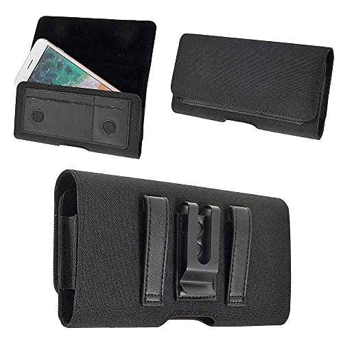 DFVmobile Case Metal Belt Clip Horizontal Textile and Leather with Card Holder für Philips X586 - Black