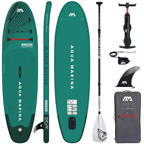 Campsup SUP Aqua Marina Breeze 9'10" SOLID Aufblasbares Stand Up Paddle Board | 300 x 76 x 12 cm | Surfboard für Einsteiger & Fortgeschrittene mit zubehör | Tragkraft bis 100 Kg