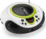Lenco Kinder Radio CD-Player SCD-38, tragbares UKW-Radio mit CD/MP3-Player und USB, Grün